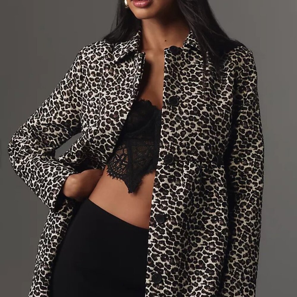 Maeve Leopard Babydoll Jacket Size SM